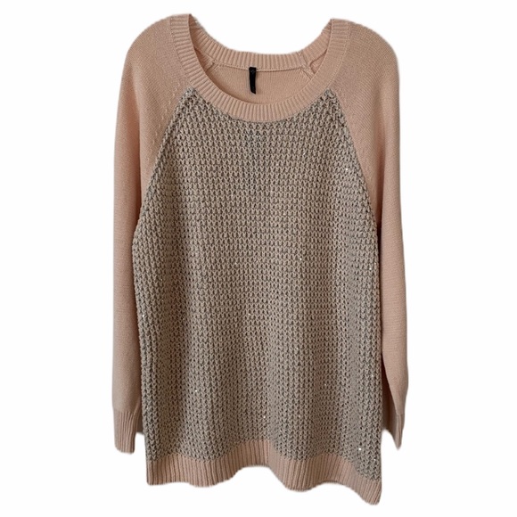 NYDJ Sweaters - NYDJ Pixie Pink & Silver Shimmer Sweater-Plus Size